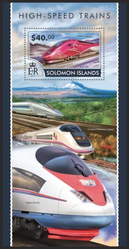 Poštovní známka Šalamounovy ostrovy 2015 Moderní lokomotivy Mi# Block 417 Kat 14€
