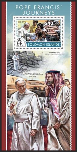 Poštovní známka Šalamounovy ostrovy 2015 Papež František Mi# Block 437 Kat 14€