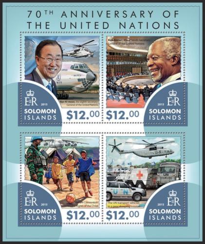 Poštovní známky Šalamounovy ostrovy 2015 OSN, 70. výroèí Mi# 3357-60 Kat 17€