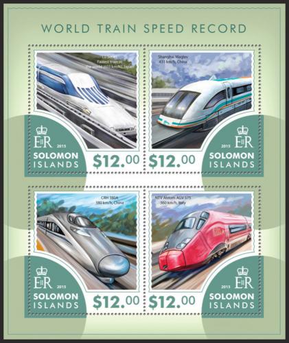 Poštovní známky Šalamounovy ostrovy 2015 Nejrychlejší vlaky Mi# 3372-75 Kat 17€