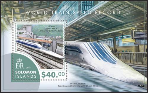 Poštovní známka Šalamounovy ostrovy 2015 Nejrychlejší vlaky Mi# Block 456 Kat 14€