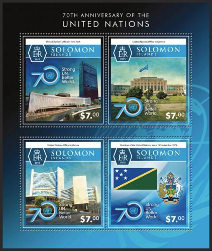Poštovní známky Šalamounovy ostrovy 2015 OSN, 70. výroèí Mi# 3456-59 Kat 9.50€