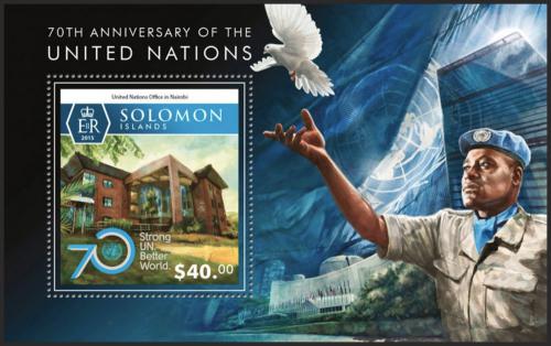 Poštovní známk Šalamounovy ostrovy 2015 OSN, 70. výroèí Mi# Block 472 Kat 14€