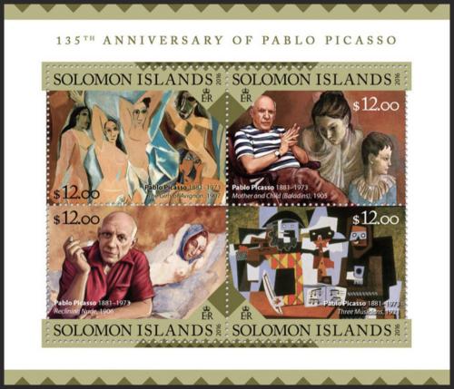 Poštovní známky Šalamounovy ostrovy 2016 Umìní, Pablo Picasso Mi# 3641-44 Kat 14€
