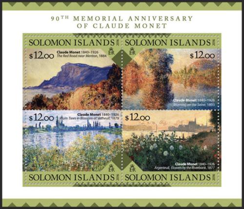 Poštovní známky Šalamounovy ostrovy 2016 Umìní, Claude Monet Mi# 3646-49 Kat 14€