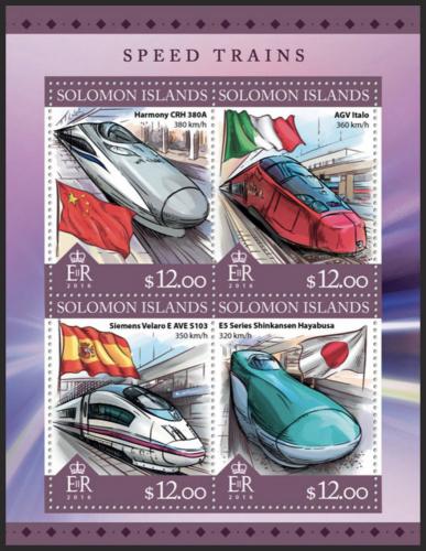 Poštovní známky Šalamounovy ostrovy 2016 Moderní lokomotivy Mi# 3791-94 Kat 14€