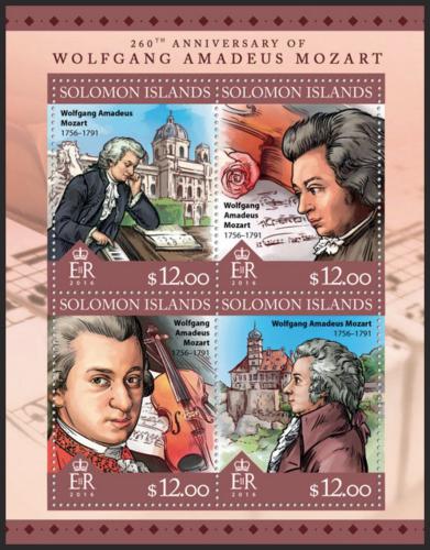 Potovn znmky alamounovy ostrovy 2016 Wolfgang Amadeus Mozart Mi# 3836-39 Kat 14