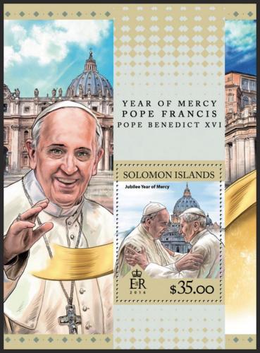 Poštovní známka Šalamounovy ostrovy 2016 Papeži Mi# Block 552 Kat 11€