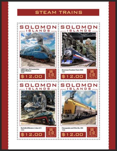 Poštovní známky Šalamounovy ostrovy 2016 Parní lokomotivy Mi# 3896-99 Kat 14€ 