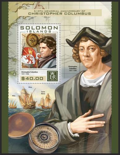 Poštovní známka Šalamounovy ostrovy 2016 Kryštof Kolumbus Mi# Block 565 Kat 12€