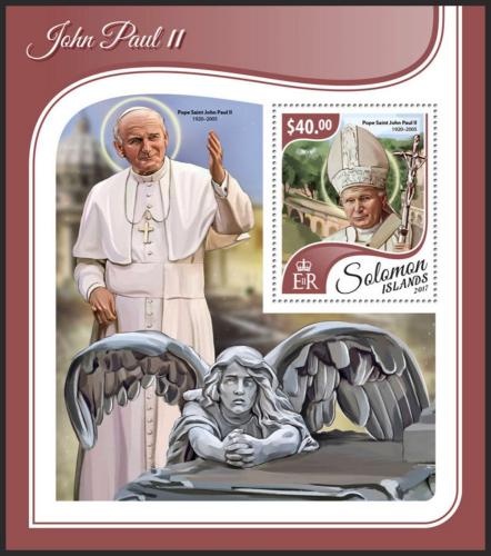 Poštovní známka Šalamounovy ostrovy 2017 Papež Jan Pavel II. Mi# Block 699 Kat 12€ 