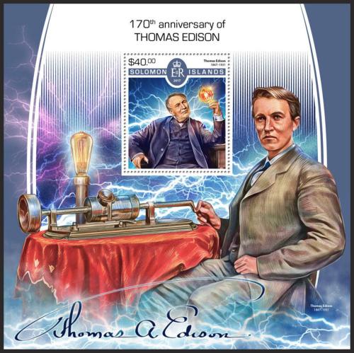 Poštovní známka Šalamounovy ostrovy 2017 Thomas Alva Edison Mi# Block 711 Kat 12€