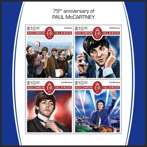 Poštovní známky Šalamounovy ostrovy 2017 Paul McCartney Mi# 4852-55 Kat 12€