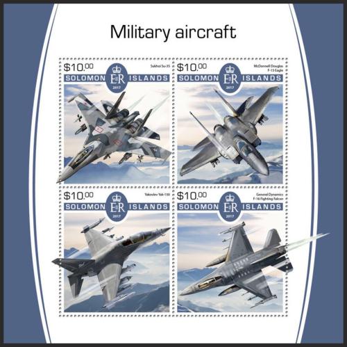 Poštovní známky Šalamounovy ostrovy 2017 Vojenská letadla Mi# 4862-65 Kat 12€