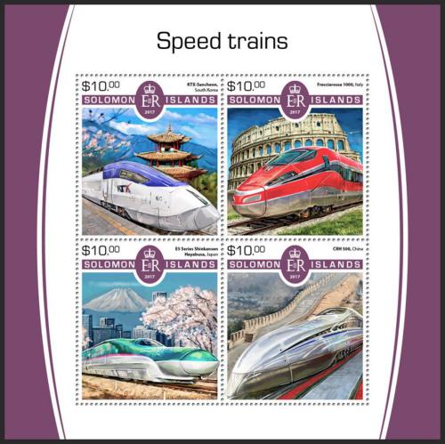 Poštovní známky Šalamounovy ostrovy 2017 Moderní lokomotivy Mi# 4867-70 Kat 12€