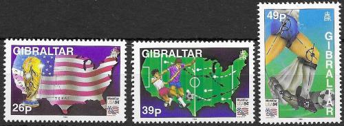 Potovn znmky Gibraltar 1994 MS ve fotbale Mi# 687-89 - zvtit obrzek