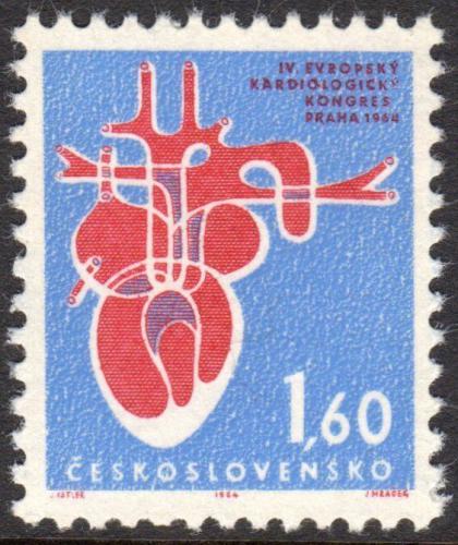 Potovn znmka eskoslovensko 1964 IV. evropsk kardiologick kongres Mi# 1482