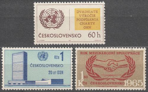 Potovn znmky eskoslovensko 1965 Rok mezinrodn spoluprce a OSN Mi# 1548-50