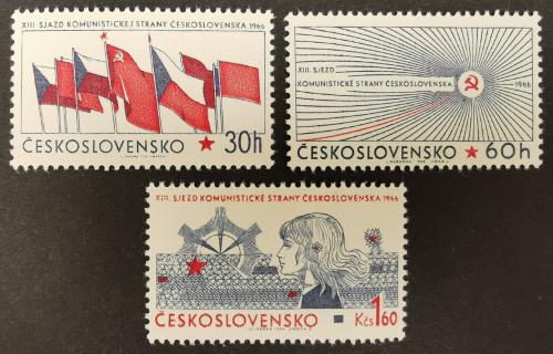 Potovn znmky eskoslovensko 1966 XIII. sjezd KS Mi# 1626-28