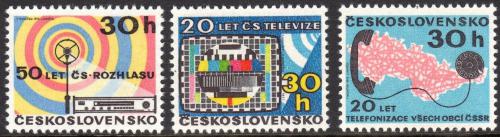 Potovn znmky eskoslovensko 1973 Rozhlas, televize a telefonizace Mi# 2138-40