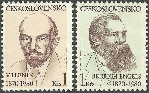Potovn znmky eskoslovensko 1980 V. I. Lenin a Bedich Engels Mi# 2565-66 - zvtit obrzek