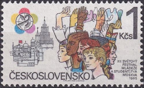 Potovn znmka eskoslovensko 1985 XXII. svtov festival mldee v Moskv Mi# 2823 - zvtit obrzek