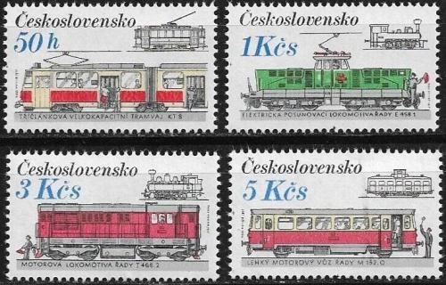 Potovn znmky eskoslovensko 1986 Lokomotivy a tramvaje Mi# 2881-84 - zvtit obrzek
