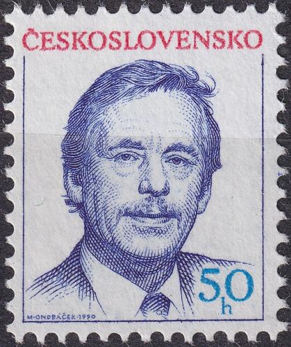 Potovn znmka eskoslovensko 1990 Prezident Vclav Havel Mi# 3036