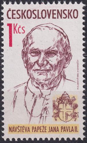 Potovn znmka eskoslovensko 1990 Pape Jan Pavel II. Mi# 3046