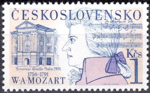 Potovn znmka eskoslovensko 1991 Stavovsk divadlo a W. A. Mozart Mi# 3076 - zvtit obrzek