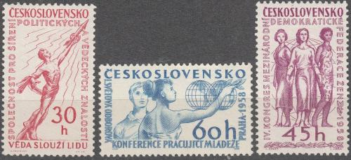 Potovn znmky eskoslovensko 1958 Politick udlosti Mi# 1078-80