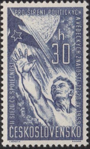 Potovn znmka eskoslovensko 1959 Politick a vdeck znalosti Mi# 1132