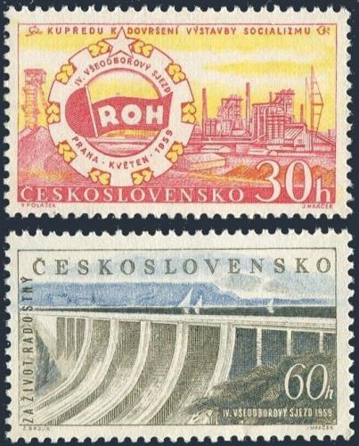 Potovn znmky eskoslovensko 1959 IV. veobecn sjezd ROH Mi# 1137-38