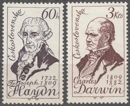 Potovn znmky eskoslovensko 1959 Joseph Haydn a Charles Darwin Mi# 1161-62