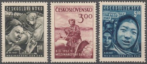 Potovn znmky eskoslovensko 1951 Mezinrodn den en Mi# 650-52