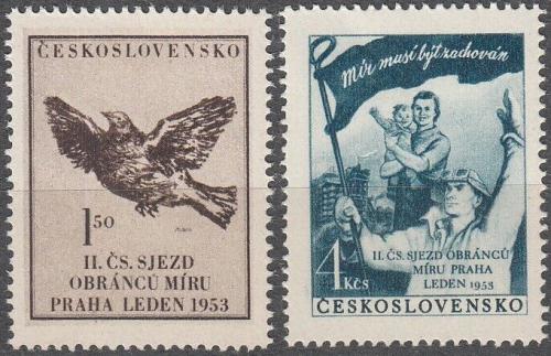 Potovn znmky eskoslovensko 1953 eskoslovensk sjezd obrnc mru Mi# 776-77