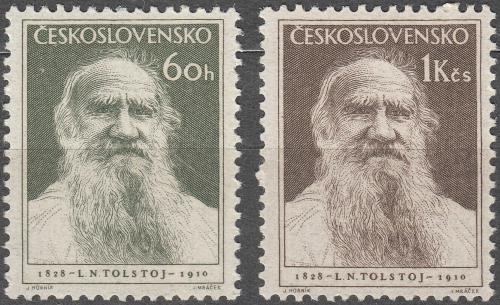 Potovn znmky eskoslovensko 1953 Lev Nikolajevi Tolstoj Mi# 840-41