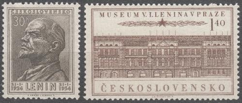 Potovn znmky eskoslovensko 1954 Muzeum V. I. Lenina v Praze Mi# 844-45