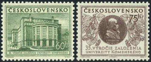 Potovn znmky eskoslovensko 1955 Univerzita Komenskho v Bratislav, 35. vro Mi# 892-93