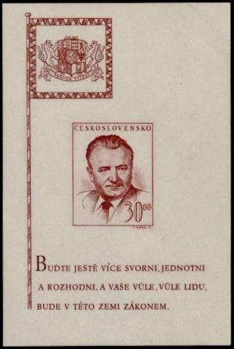 Potovn znmka eskoslovensko 1948 Prezident Klement Gottwald Mi# Block 10 Kat 5.50 - zvtit obrzek