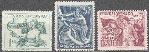 Potovn znmky eskoslovensko 1949 IX. sjezd KS Mi# 575-77