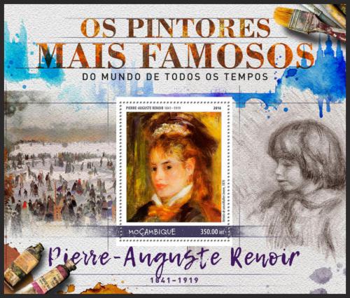 Potovn znmka Mosambik 2016 Umn, Pierre-Auguste Renoir Mi# Block 1241 Kat 20 - zvtit obrzek