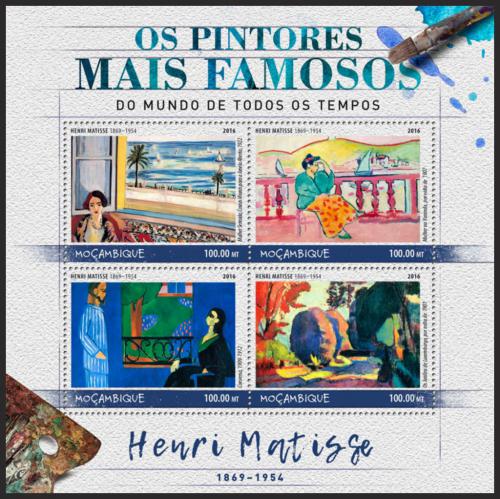 Potovn znmky Mosambik 2016 Umn, Henri Matisse Mi# 9029-32 Kat 22
