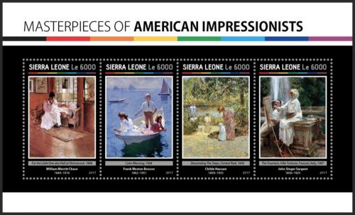 Potovn znmky Sierra Leone 2017 Umn, americk impresionismus Mi# 8085-88 - zvtit obrzek