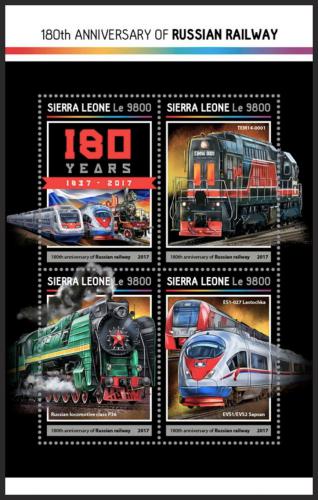 Potovn znmky Sierra Leone 2017 Rusk eleznice, 180. vro Mi# 8145-48 Kat 11 - zvtit obrzek