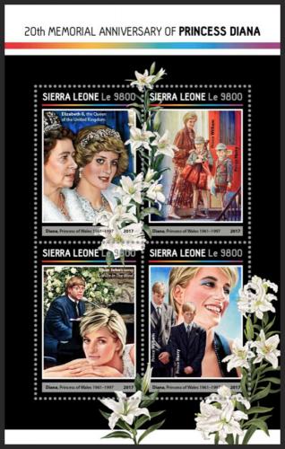 Potovn znmky Sierra Leone 2017 Princezna Diana Mi# 8220-23 Kat 11 - zvtit obrzek