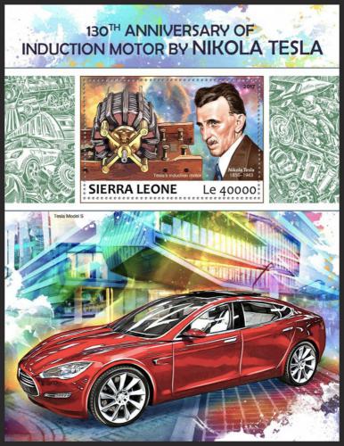 Potovn znmka Sierra Leone 2017 Automobily Tesla Mi# Block 1264 Kat 11 - zvtit obrzek