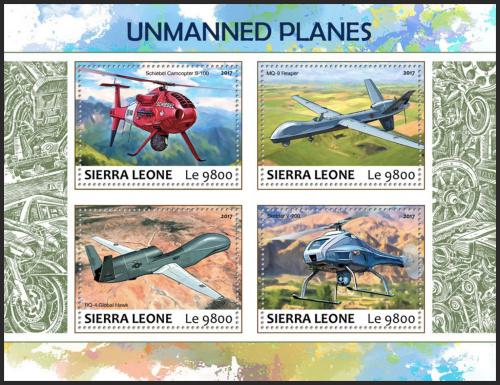 Potovn znmky Sierra Leone 2017 Bezpilotn letadla Mi# 8710-13 Kat 11