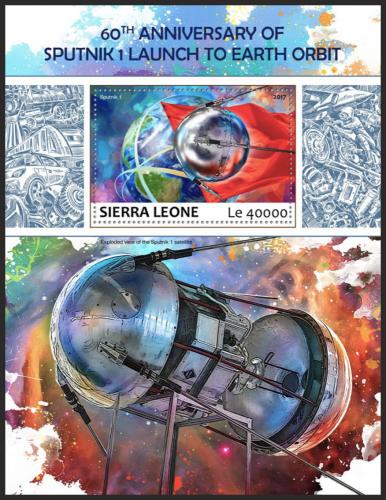 Potovn znmka Sierra Leone 2017 Sputnik 1 Mi# Block 1272 Kat 11 - zvtit obrzek
