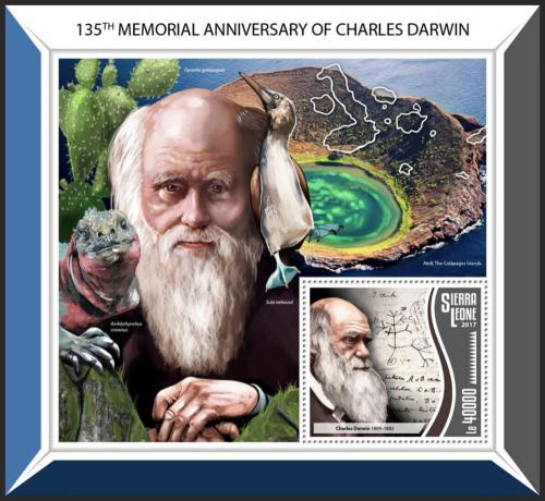 Potovn znmka Sierra Leone 2017 Charles Darwin Mi# Block 1282 Kat 11 - zvtit obrzek